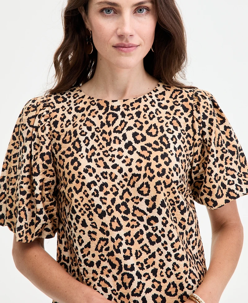 On 34th Women's Sketchy Leopard-Print Puff-Sleeve Mini Dress, Macy's Exclusive