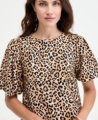 On 34th Women's Sketchy Leopard-Print Puff-Sleeve Mini Dress, Macy's Exclusive