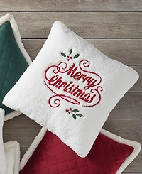 J Queen New York Merry Christmas Holly Pillow Square Decorative Pillow, 20" x 20"