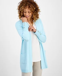 Jm Collection Women's Button-Sleeve Flyaway Cardigan Sweater
