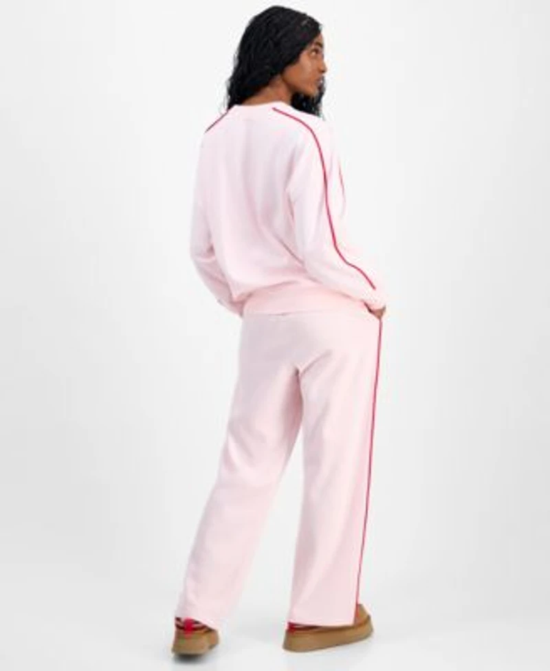 Rebellious One Juniors Chenille Patch Sweatshirt Piped Sweatpants