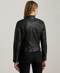 Lauren Ralph Women's Tumbled Leather Moto Jacket