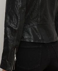 Lauren Ralph Women's Tumbled Leather Moto Jacket