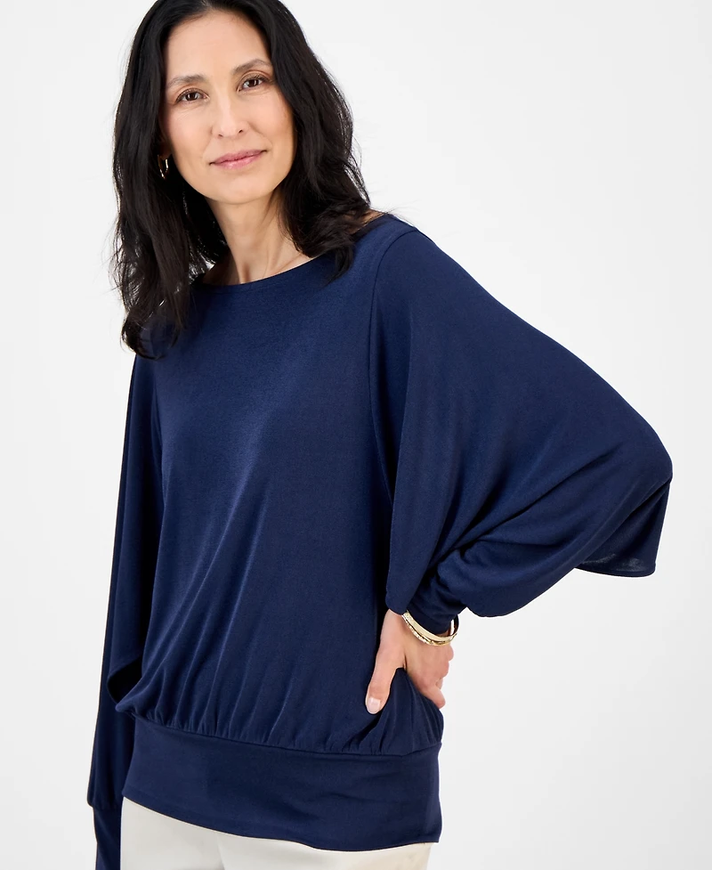 Jm Collection Women's Dolman-Sleeve Draped Boatneck Top, Exclusively at Macy's