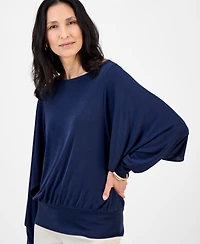 Jm Collection Women's Dolman-Sleeve Draped Boatneck Top, Exclusively at Macy's