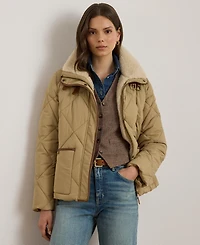 Lauren Ralph Women's Faux-Fur-Collar Diamond Quilted Jacket
