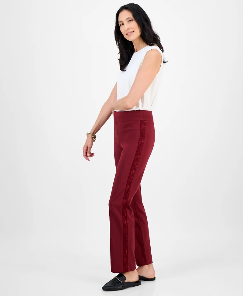 Jm Collection Women's Lace Side Panel Pull-On Pants