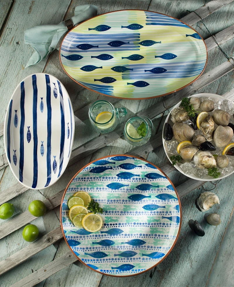 Euro Ceramica Costa Azul Sea Fish Serving Platter