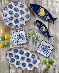 Euro Ceramica Costa Azul Fish-Shaped Divided Serving Dish, Large