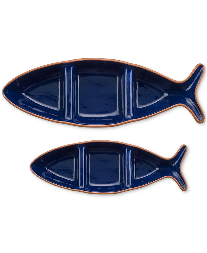 Euro Ceramica Costa Azul Fish-Shaped Divided Serving Dish