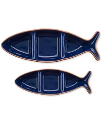 Euro Ceramica Costa Azul Fish-Shaped Divided Serving Dish