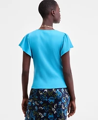 On 34th Women's Square-Neck Flutter-Sleeve Ribbed Top, Macy's Exclusive