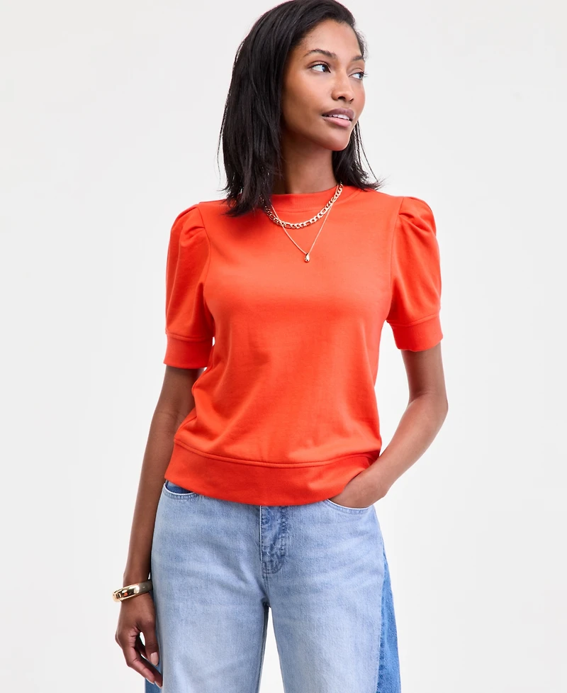 On 34th Women's Puff-Sleeve French Terry Sweatshirt, Macy's Exclusive