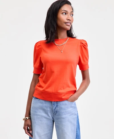 On 34th Women's Puff-Sleeve French Terry Sweatshirt, Macy's Exclusive