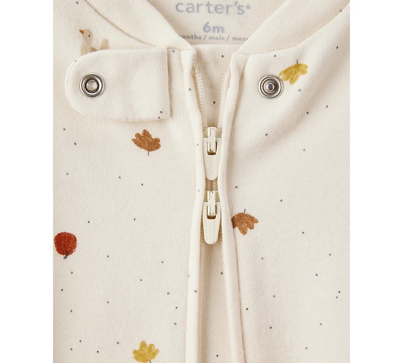 Carter's Baby Thanksgiving Turkey-Print Cotton Long-Sleeve Sleep & Play Footed Coverall