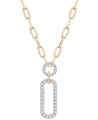 Wrapped in Love Diamond Pave Paperclip 17" Pendant Necklace (1 ct. t.w.) in 14k Gold, Exclusively at Macy's