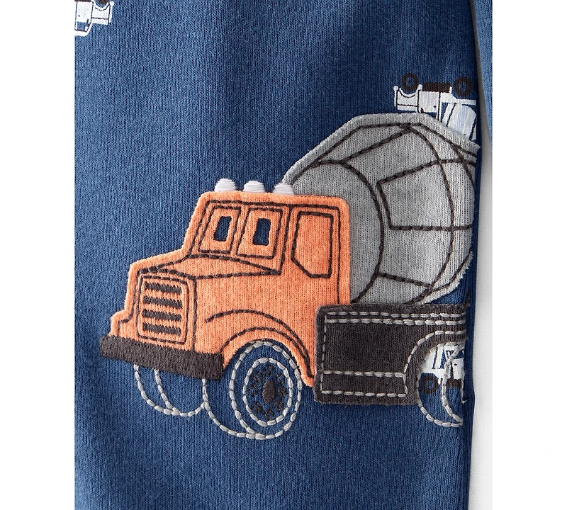 Carter's Baby Boys Construction-Print Cotton Long-Sleeve 2-Way-Zip 1-Piece Footed Pajamas