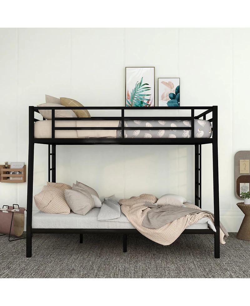 Metal Full Xl over Queen Bunk Bed for Teens and Adults, Space-Saving/Noise Reduced/No Box Spring Needed