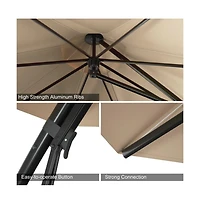 11 Feet Outdoor Cantilever Hanging Umbrella with Base and Wheels