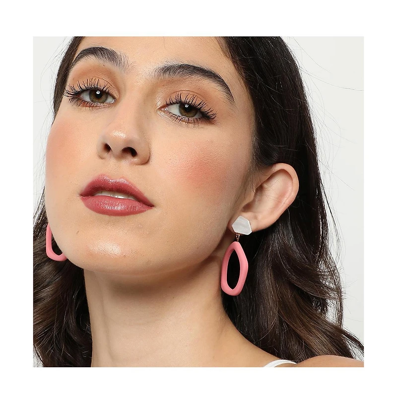 Sohi Women's Pink Pastel Circular Drop Earrings