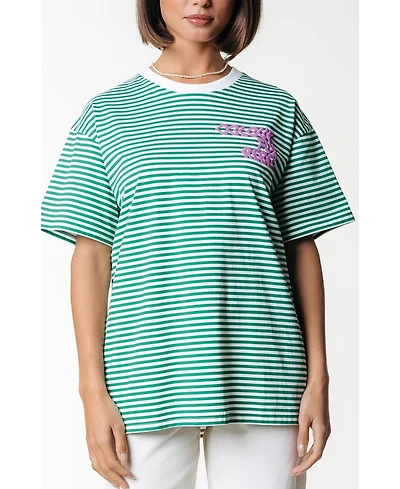 Colourful Rebel Puff Logo Stripe Loosefit Tee