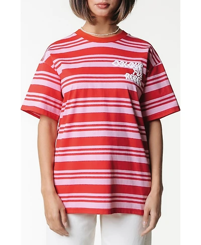 Colourful Rebel Puff Logo Stripe Loosefit Tee