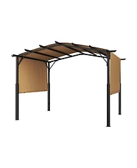 Outdoor Retractable Pergola with Canopy Arched Top Metal Patio Pergola