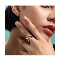 Sohi Women's Silver Minimal Metallic Open Ring