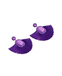 Sohi Womens Purple Tassel Drop Earrings