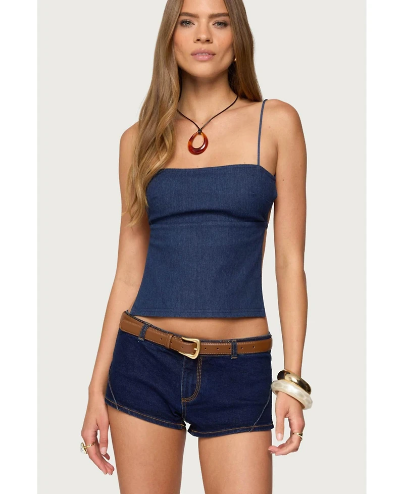 Edikted Women's Conley Backless Denim Top
