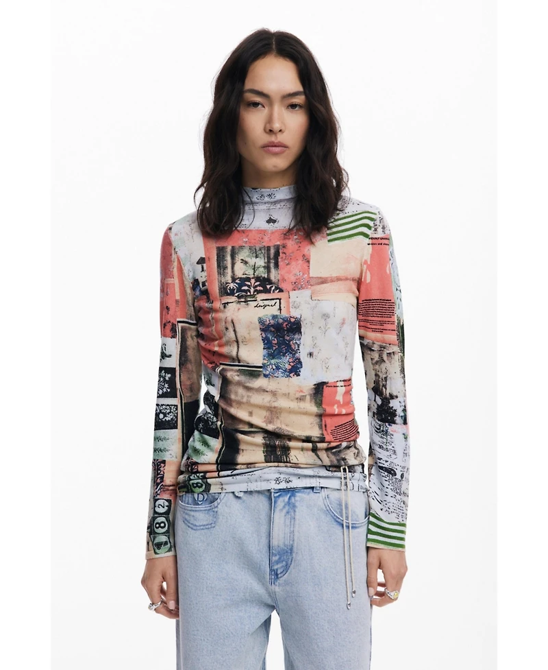 Desigual Women's Fine postcard sweater