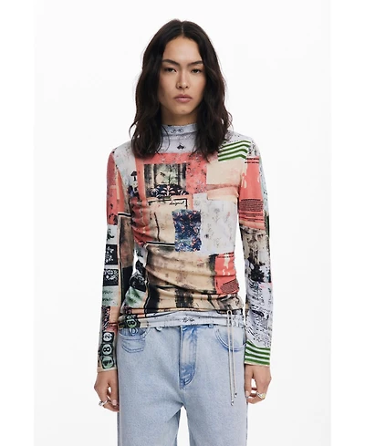 Desigual Women's Fine postcard sweater