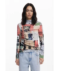 Desigual Women's Fine postcard sweater