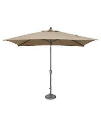 Mondawe 6.6FTx10FT Solefin Rectangle Patio Umbrella with Push-Button Tilt, Anthracite Frame