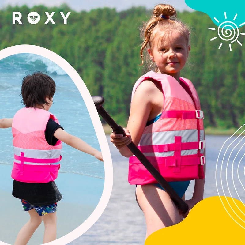 Roxy Life Vest Uscg Approved for kids, Lightweight Epe Foam with Quick-Release Buckles