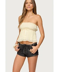 Edikted Women's Seren Ruffle Chiffon Strapless Top