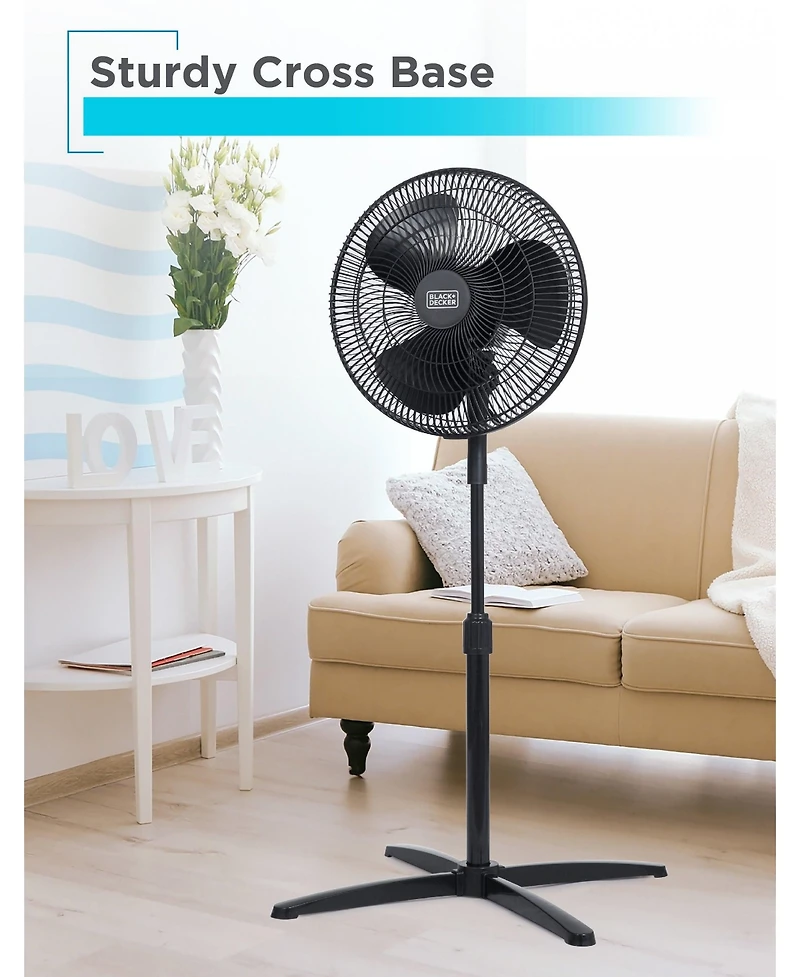 Black+Decker 16-Inch Pedestal Fan, Oscillating Fan for Home and Office