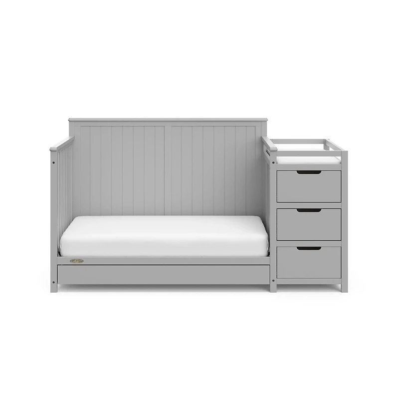 Graco Hadley 5-in-1 Convertible Crib and Changer with Drawer (Pebble Gray)