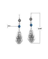 American West Jewelry Sterling Silver Lapis Flower Gemstone Bead Lever Back Earrings