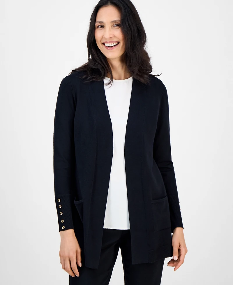 Jm Collection Women's Button-Sleeve Flyaway Cardigan Sweater