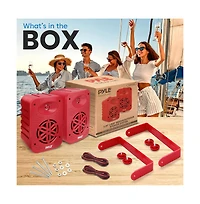 Pyle 5.25” 2-Way Indoor/Outdoor Speaker System - Waterproof with 1/2” High Compliance Polymer Tweeter, Red