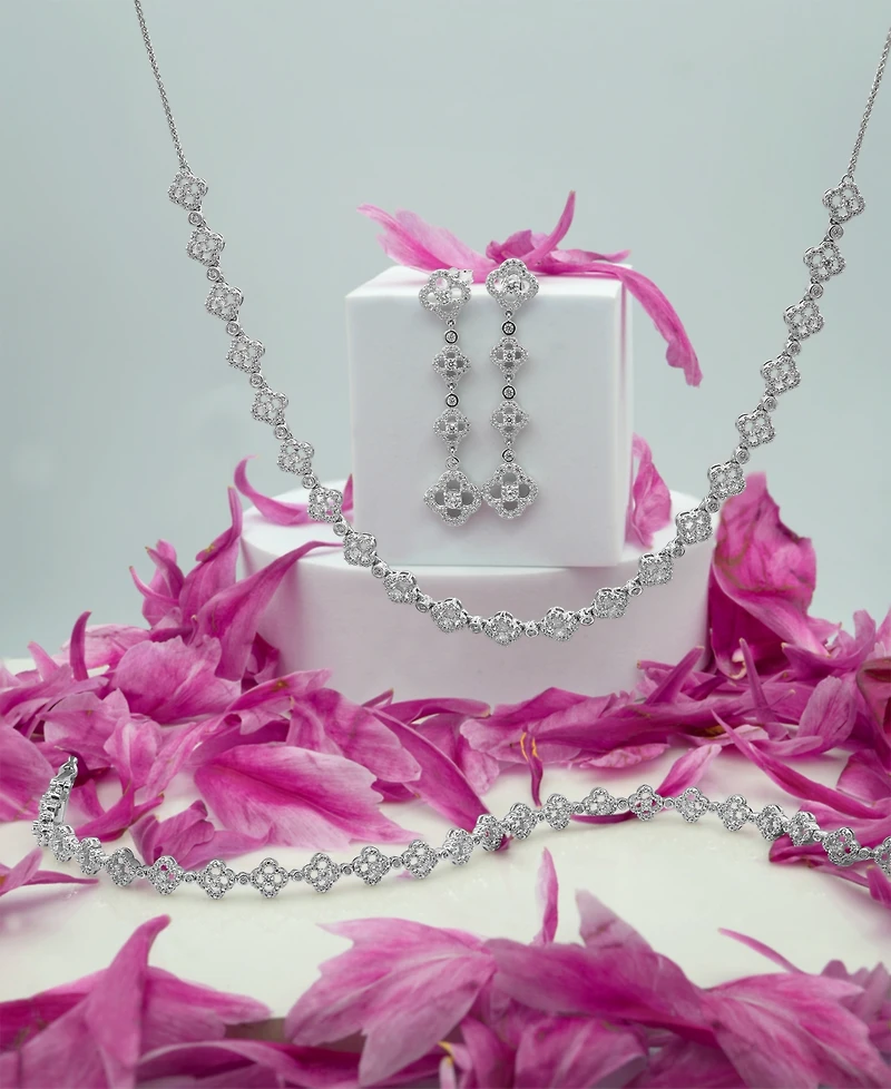 Wrapped in Love Diamond Clover Drop Earrings (1-1/2 ct. t.w.) in 14k White Gold, Exclusively at Macy's