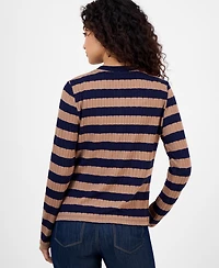 Nautica Jeans Women's Striped Ribbed Cardigan