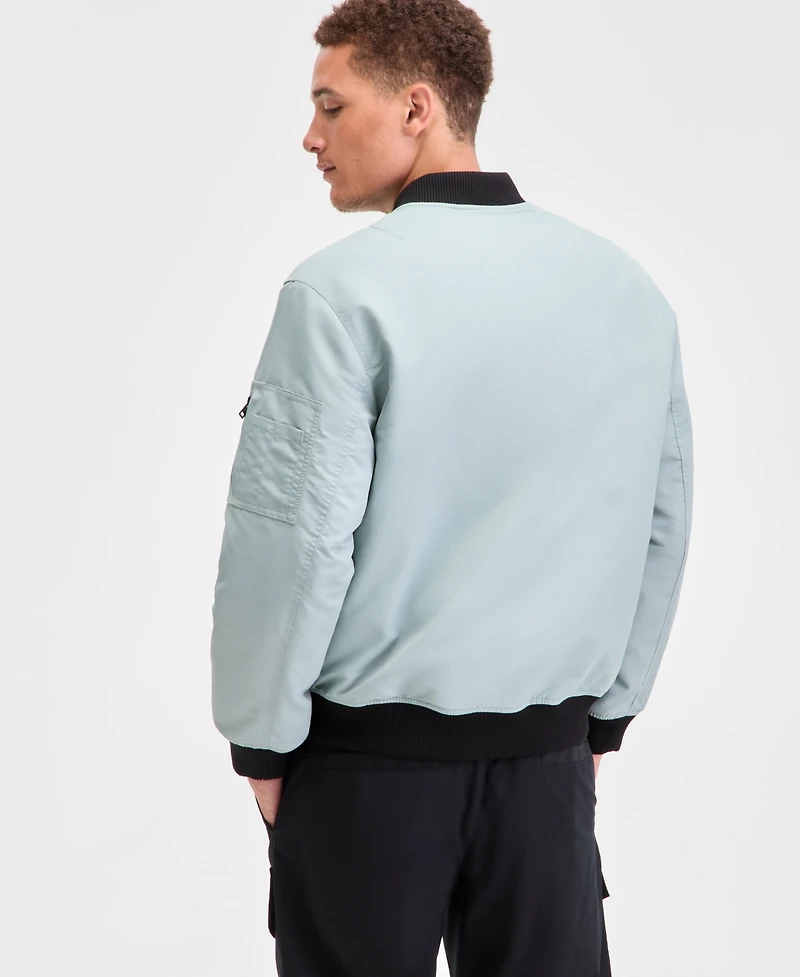 Hugo by Hugo Boss Men's Baken2435 Slim-Fit Satin Bomber Jacket
