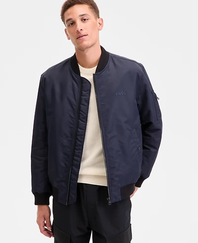 Hugo by Hugo Boss Men's Baken2435 Slim-Fit Satin Bomber Jacket