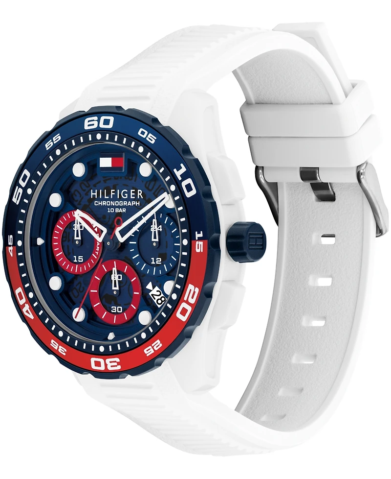 Tommy Hilfiger Men's Chronograph White Silicone Strap Watch, 44mm