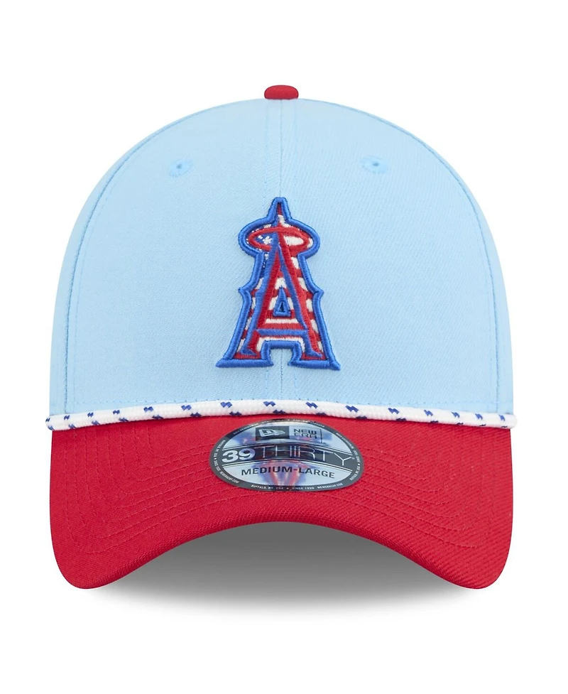 New Era Men's Light Blue/Red Los Angeles Angels 2025 Fourth of July 39THIRTY Flex Hat
