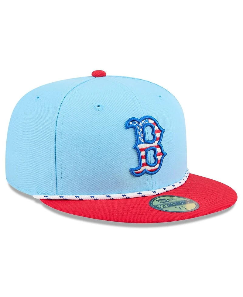 New Era Men's Light Blue/Red Boston Red Sox 2025 Fourth of July 59FIFTY Fitted Hat