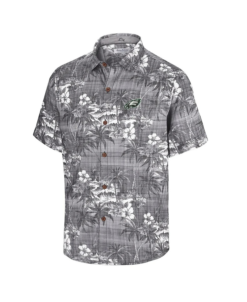 Tommy Bahama Men's Black Philadelphia Eagles Coconut Point Isla Palmetta Camp Button-Up Shirt