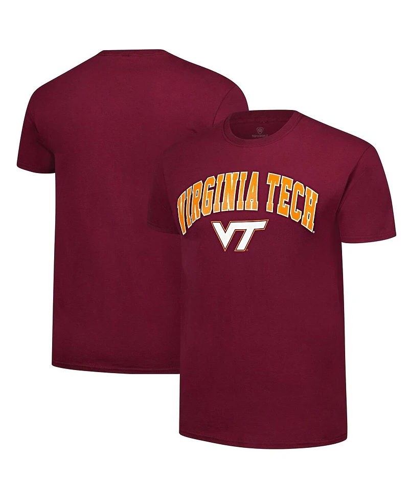 Fanatics Unlabeled Men's Maroon Virginia Tech Hokies Basic Distressed Arch Mascot T-Shirt